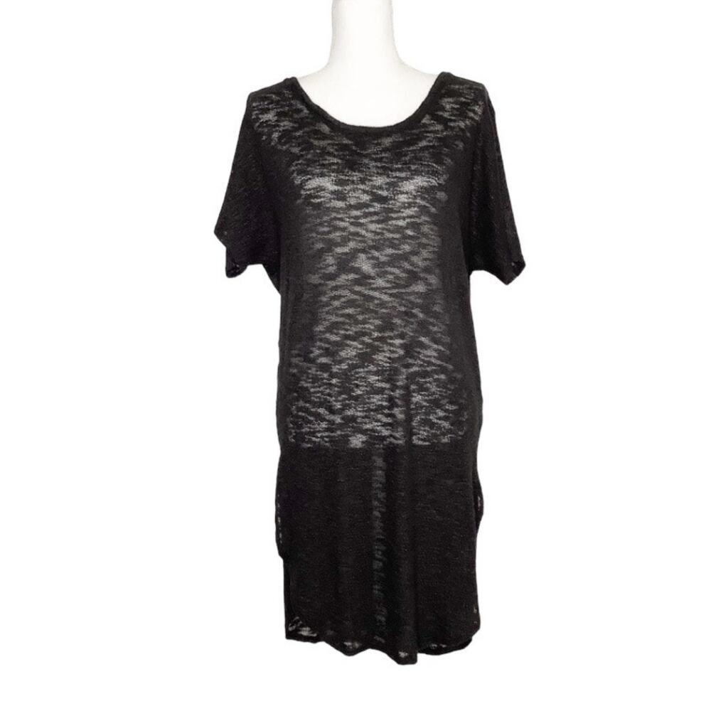 Dolce Bianca Black Poly Silk Blend Open Knit Swim Coverup Medium